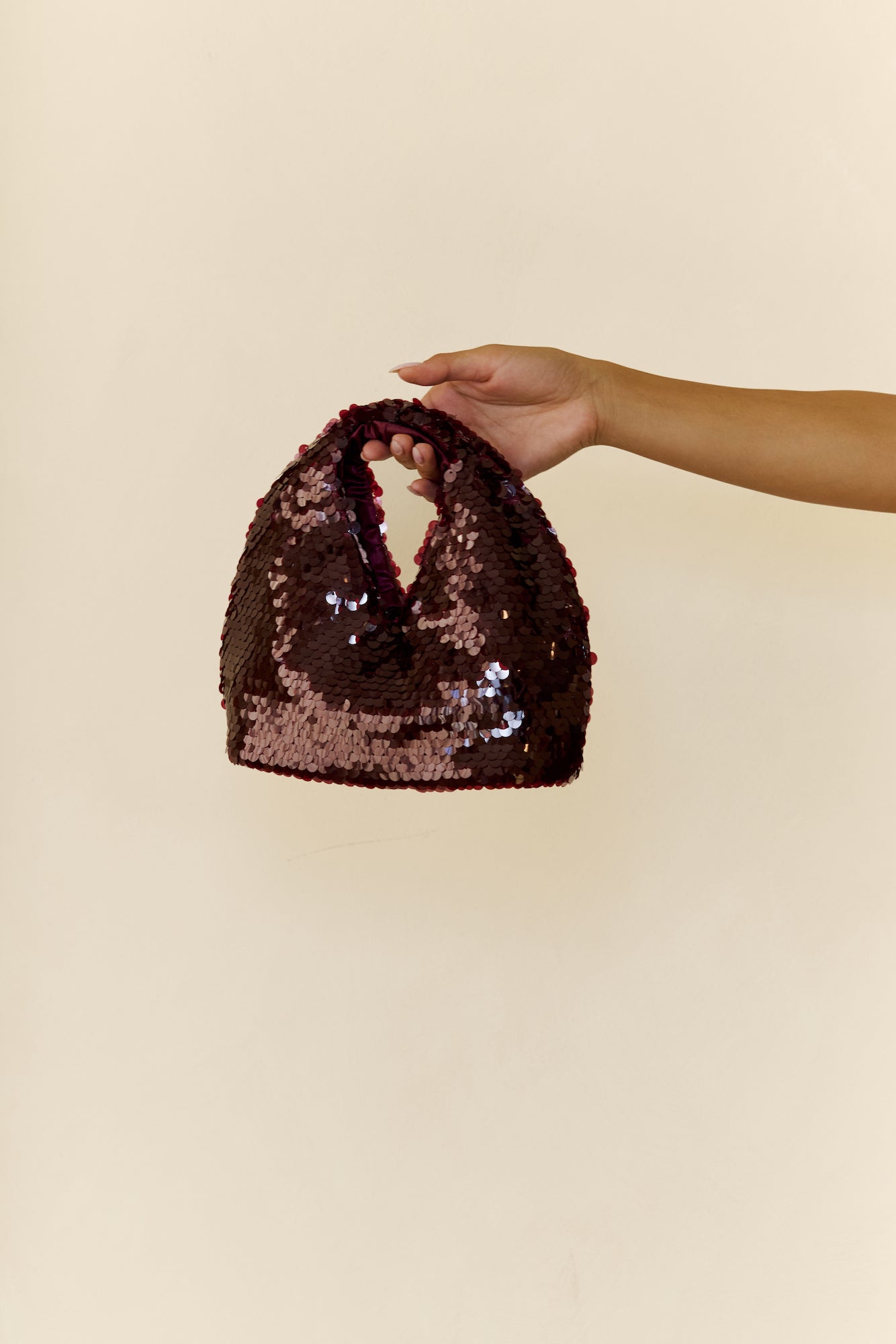 Dahlia Sequin Handbag Burgundy Sequin