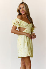 Love That Lasts Off Shoulder Embroidered Mini Dress Yellow