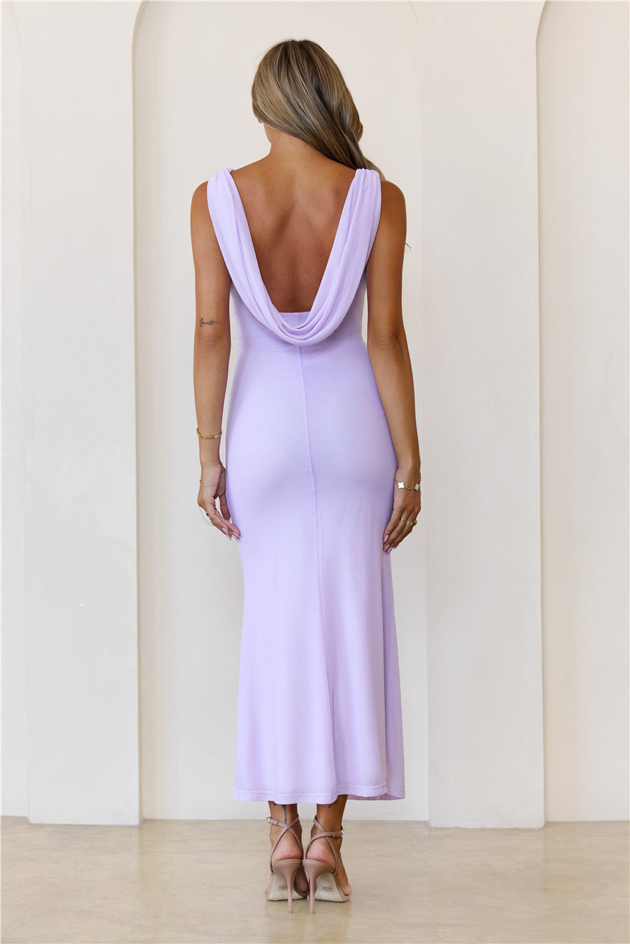 Dusk 'Til Slay Mesh Maxi Dress Lilac