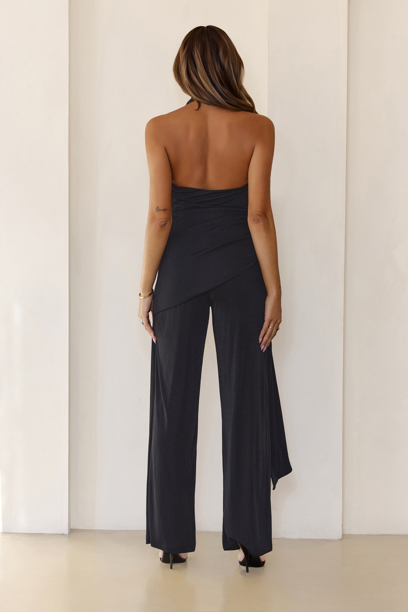 Aurora Whisper Halter Jumpsuit Black
