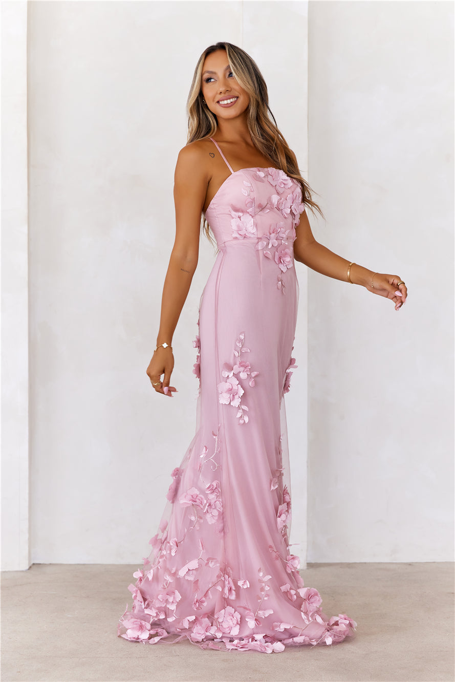Flower Vine Maxi Dress Mauve