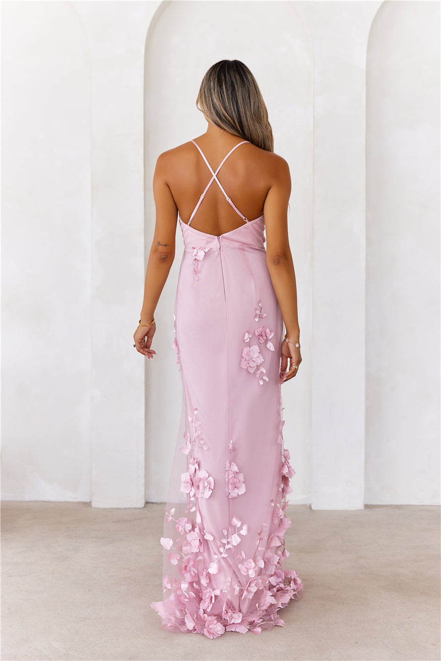 Flower Vine Maxi Dress Mauve