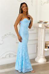 Hello Molly Chasing Midnight Lace Maxi Dress Blue