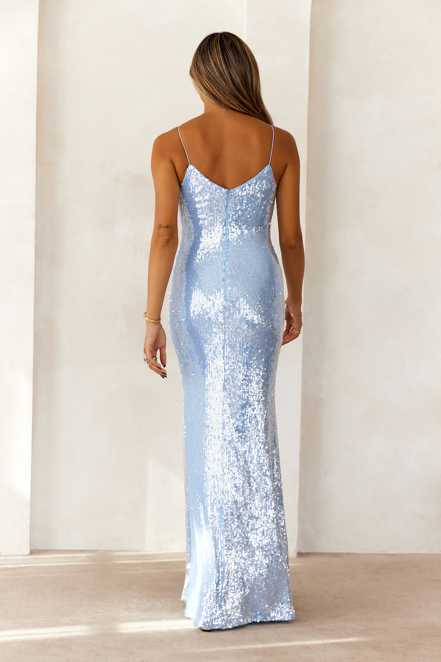 HELLO MOLLY The Muse Sequin Maxi Dress Blue