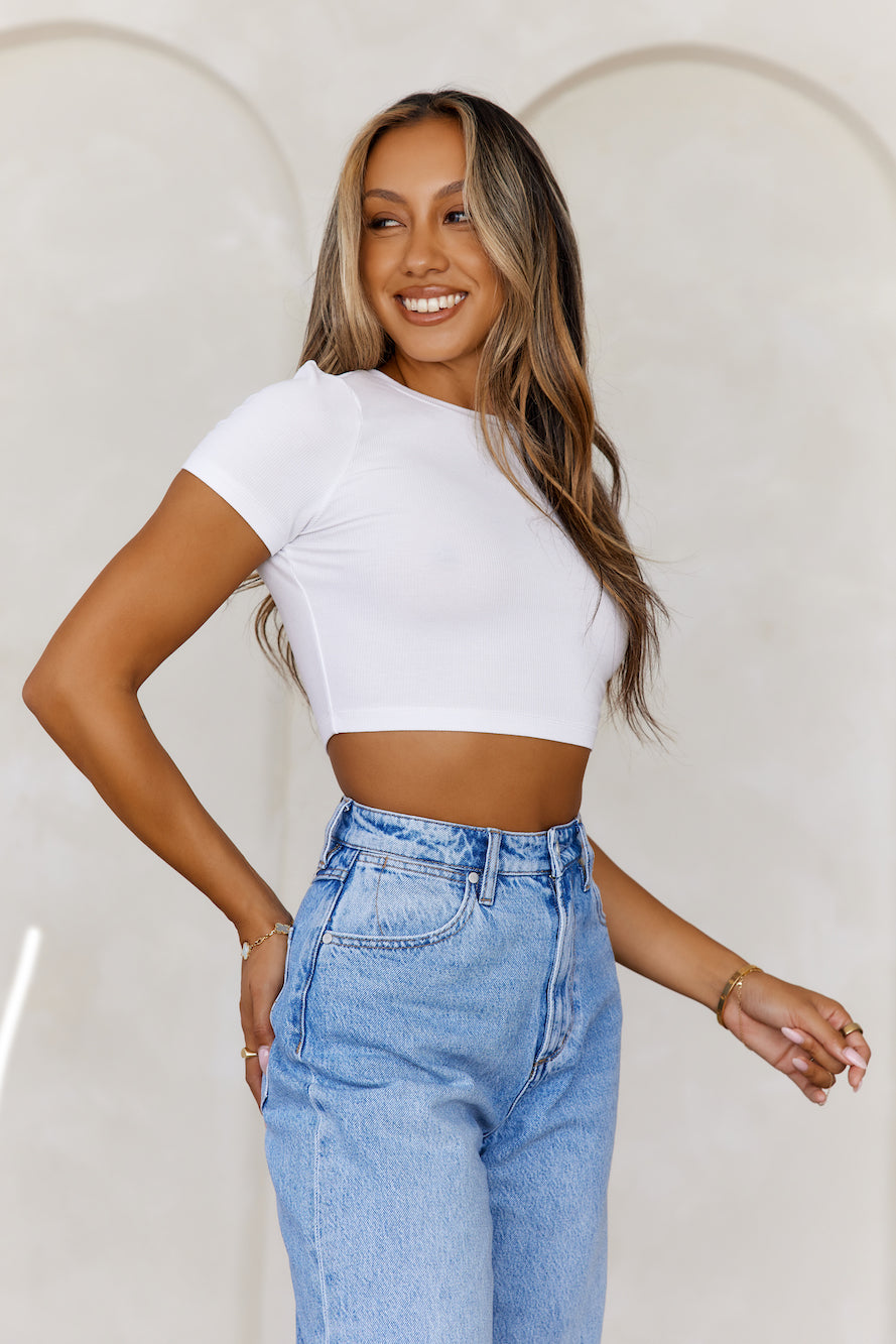 BASE The Baby Tee Ribbed Crop Top White