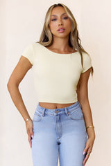 BASE Luxe Rib Scoop Back Tee Yellow