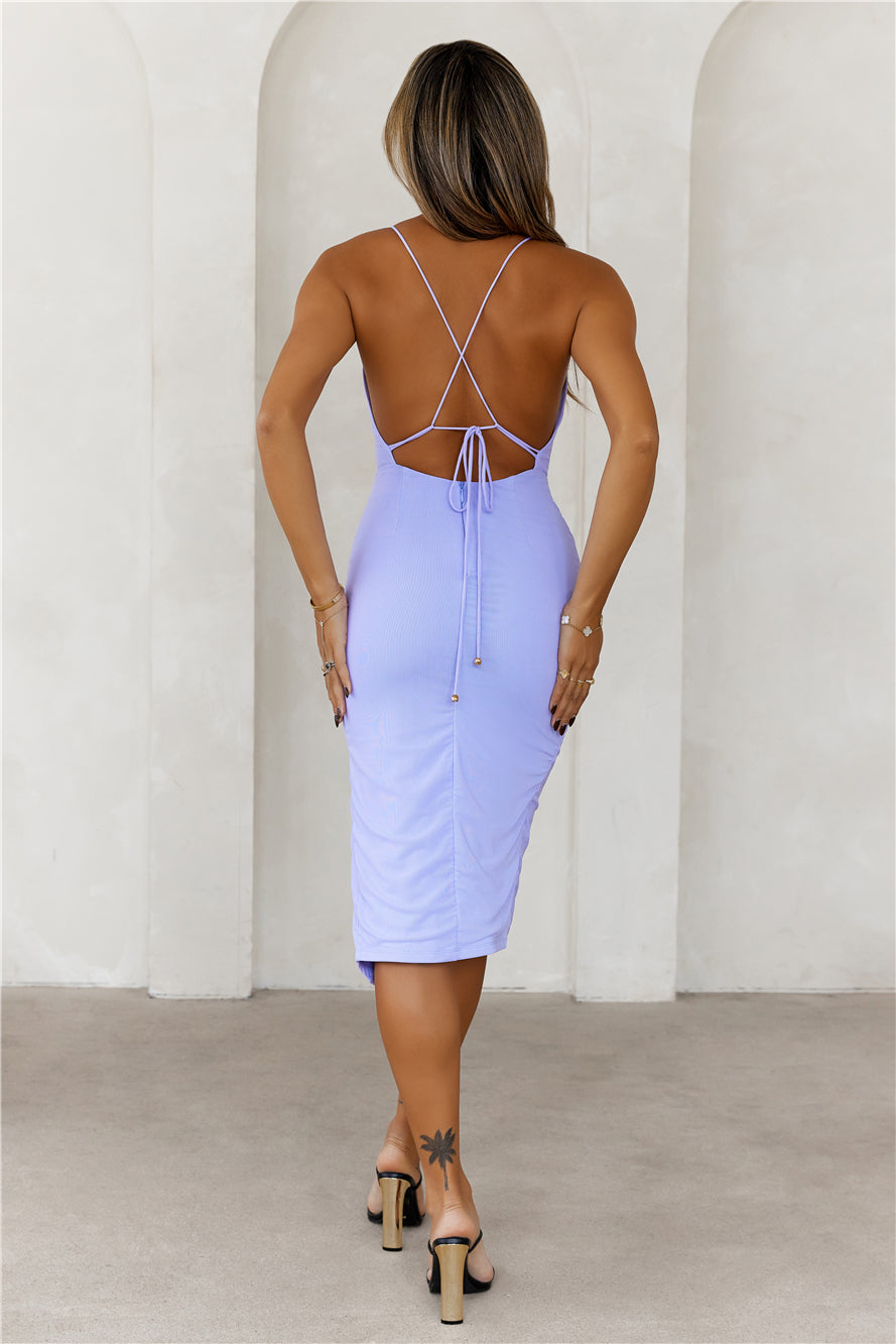HELLO MOLLY Her Glow Up Midi Dress Lilac