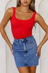 BASE Everyday Staple Ribbed Singlet Top Red