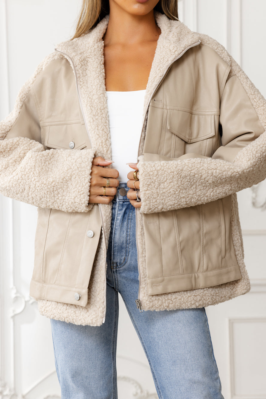 Cool Girl Cosy Jacket Taupe