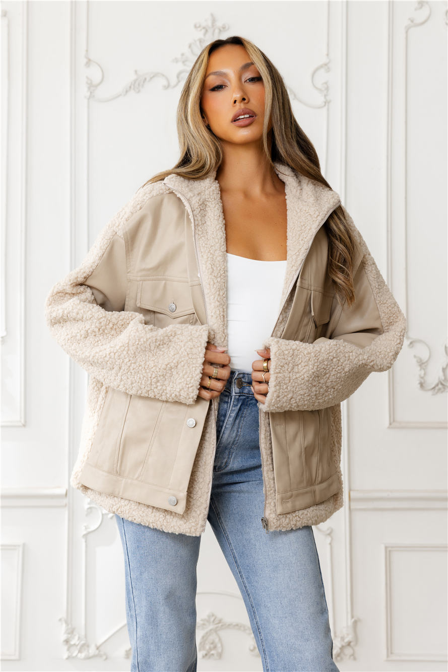 Cool Girl Cosy Jacket Taupe