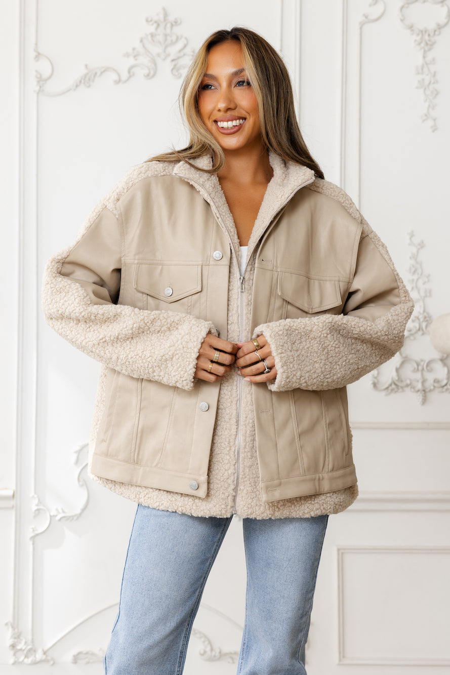 Cool Girl Cosy Jacket Taupe