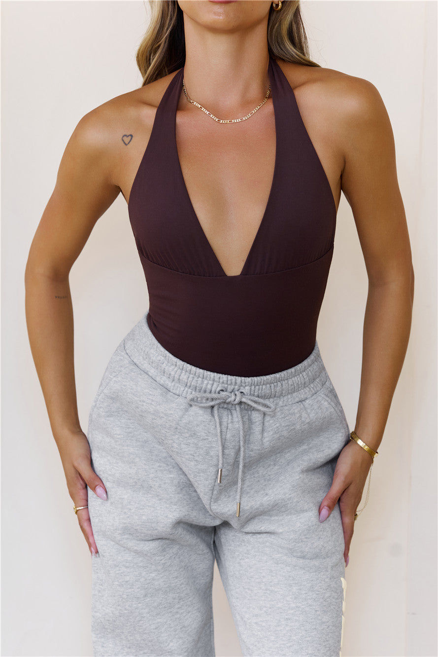 BASE Supersoft Sculpt Halter Bodysuit Chocolate