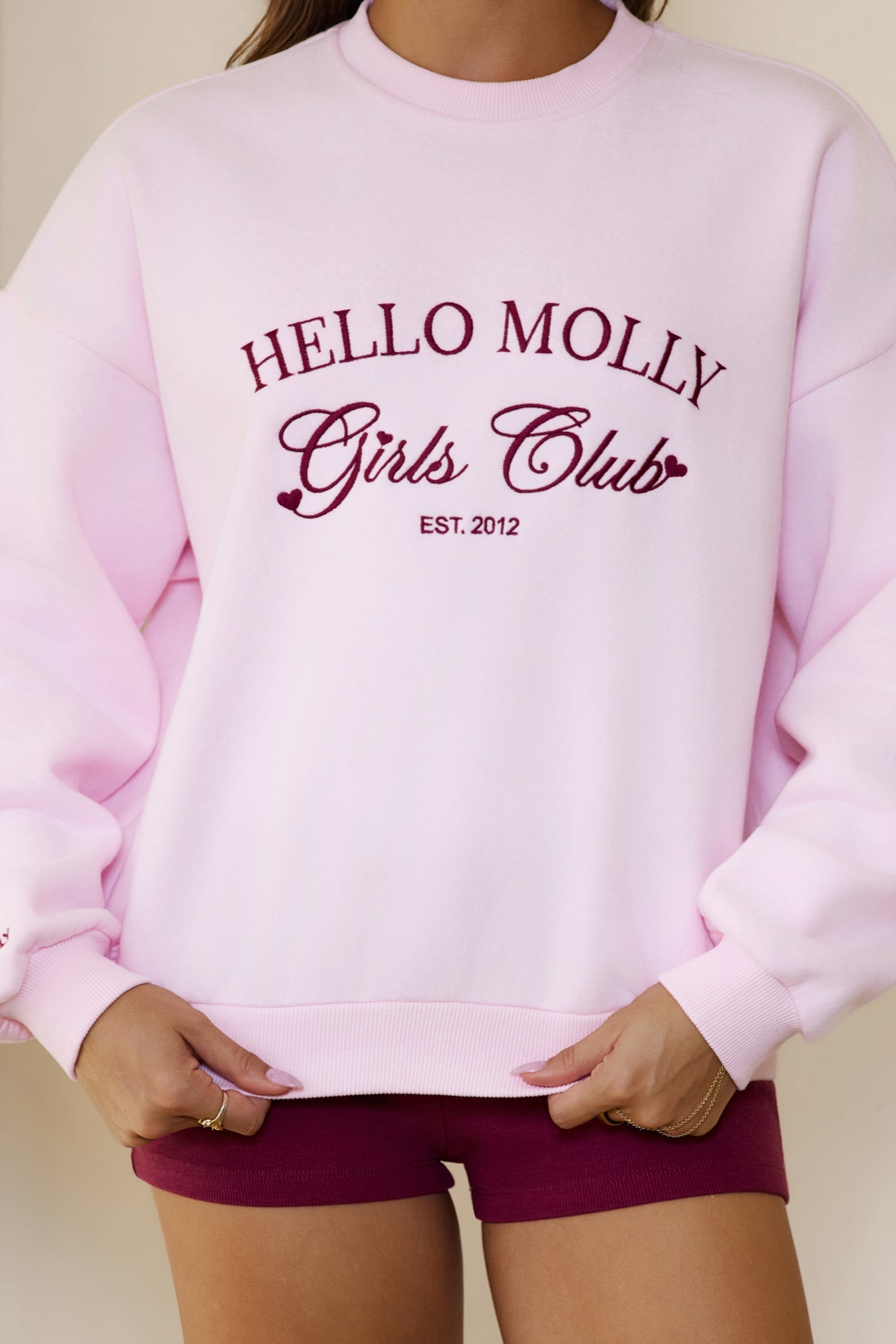 BASE Girls Club Graphic Round Neck Sweatshirt Pink