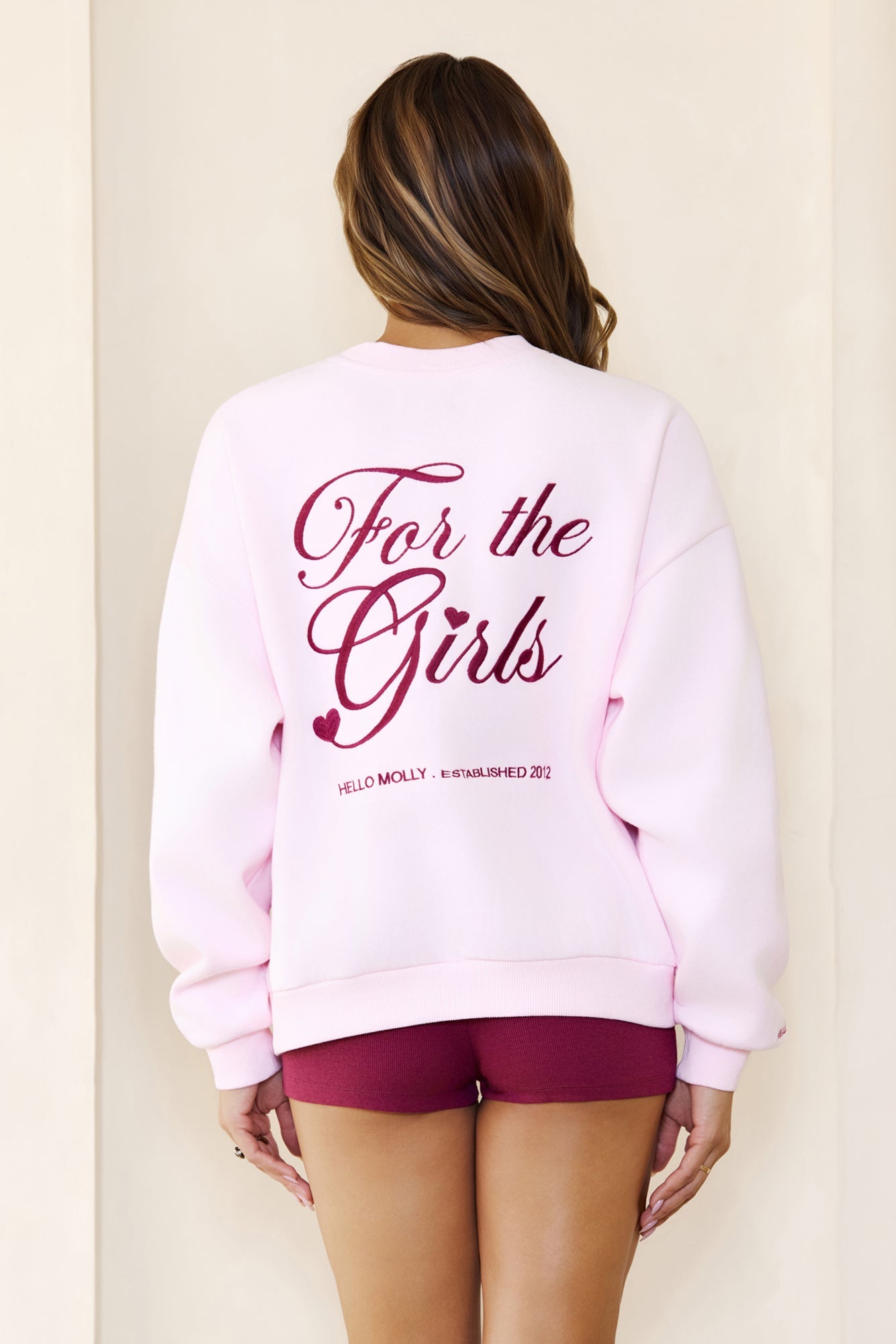 BASE Girls Club Graphic Round Neck Sweatshirt Pink