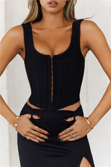 HELLO MOLLY Charm Of Mine Bandage Corset Crop Top Black