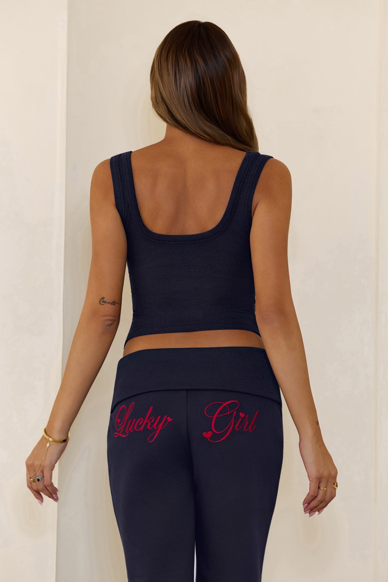 BASE Luxe Rib Thick Strap Tank Top Navy