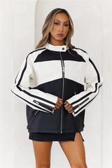 Biker Faux Leather Jacket Ivory