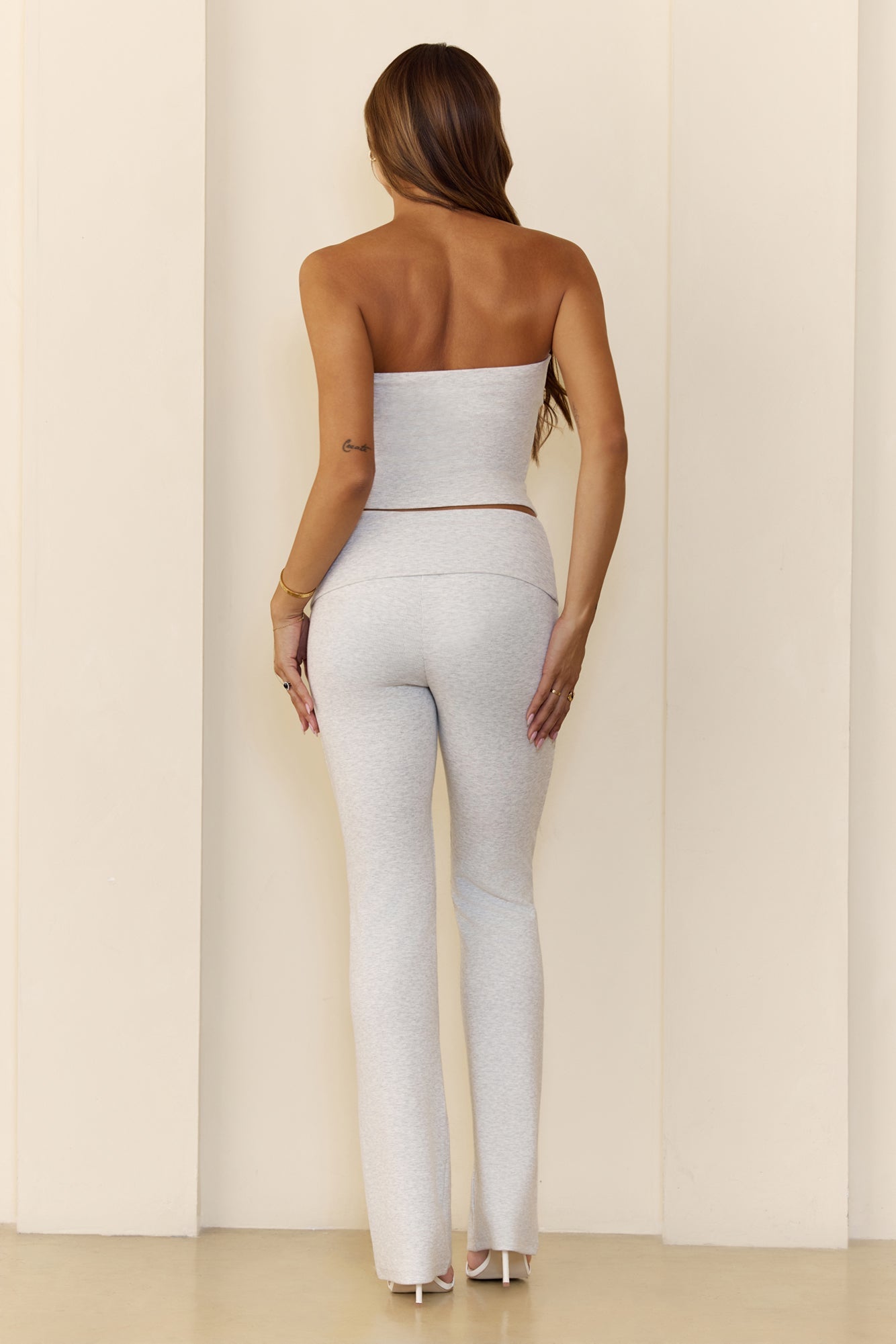 BASE Luxe Rib Strapless Bandeau Grey Marle