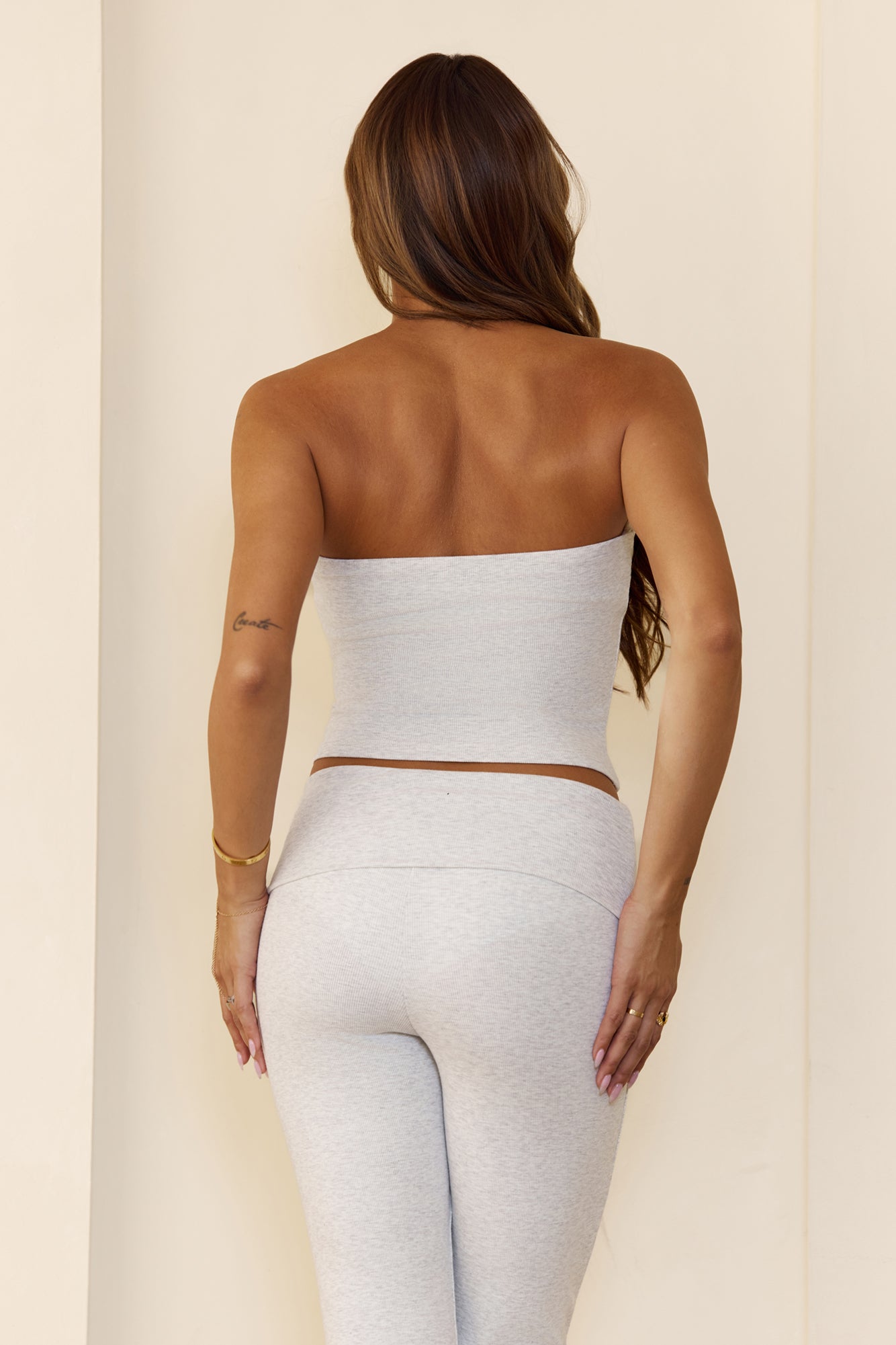 BASE Luxe Rib Strapless Bandeau Grey Marle