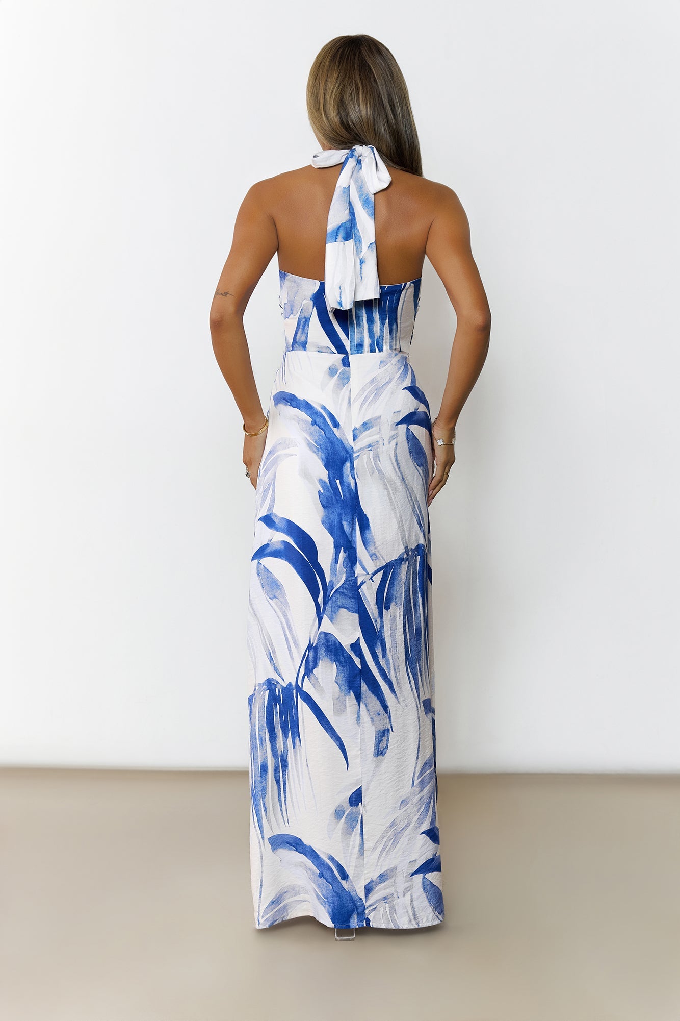 Drift Mirage Halter Maxi Dress Blue