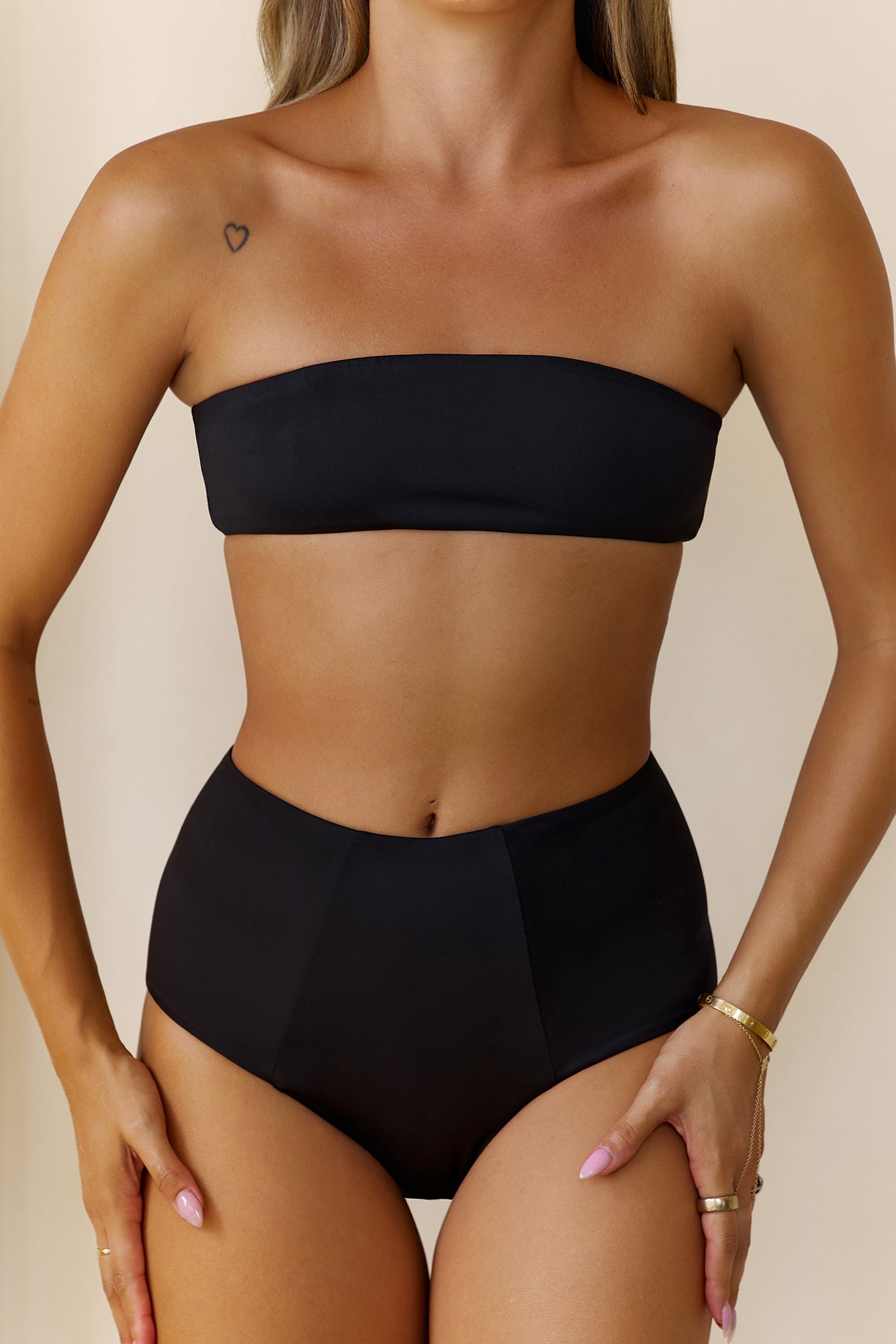 BASE Contour Cropped Strapless Bandeau Black