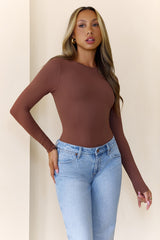 BASE Contour Simple Long Sleeve Top Chocolate