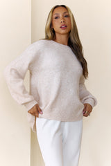 Detailed Back Knit Sweater Oatmeal