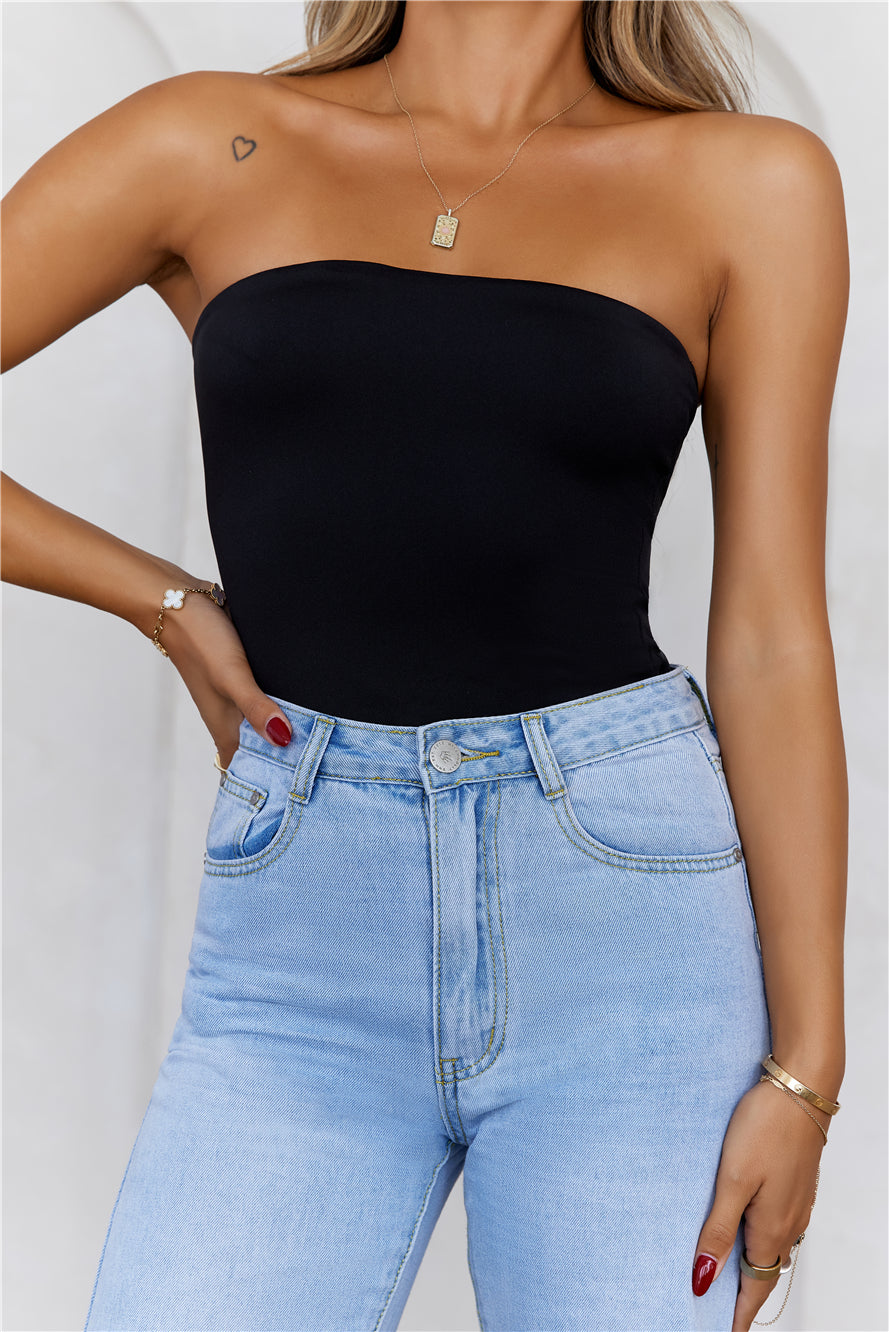 BASE  Longline Strapless Bandeau Top Black