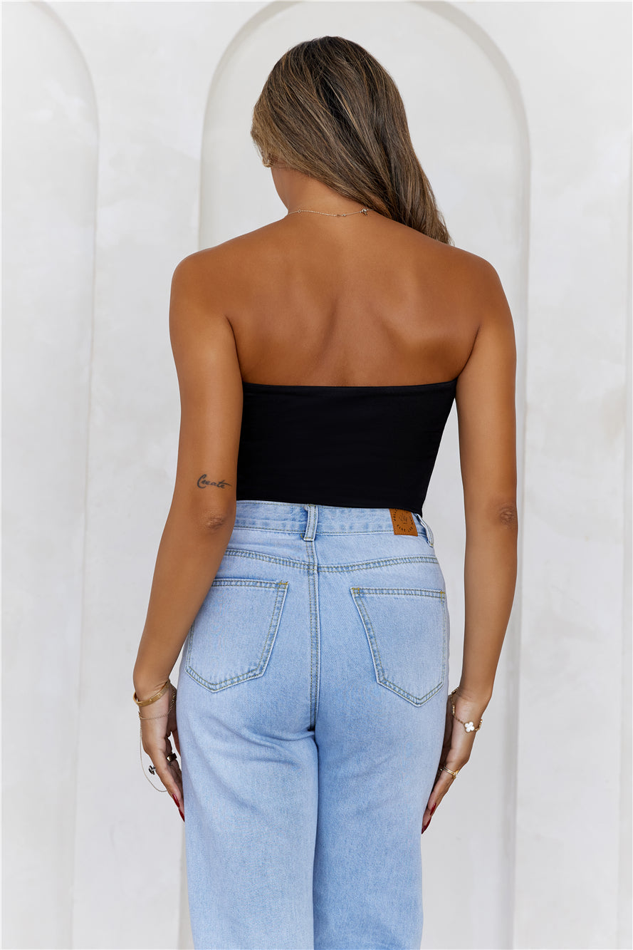 BASE  Longline Strapless Bandeau Top Black