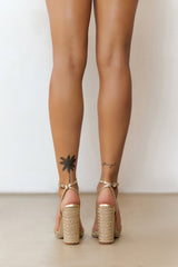 Cheyla Raffia Heels Gold