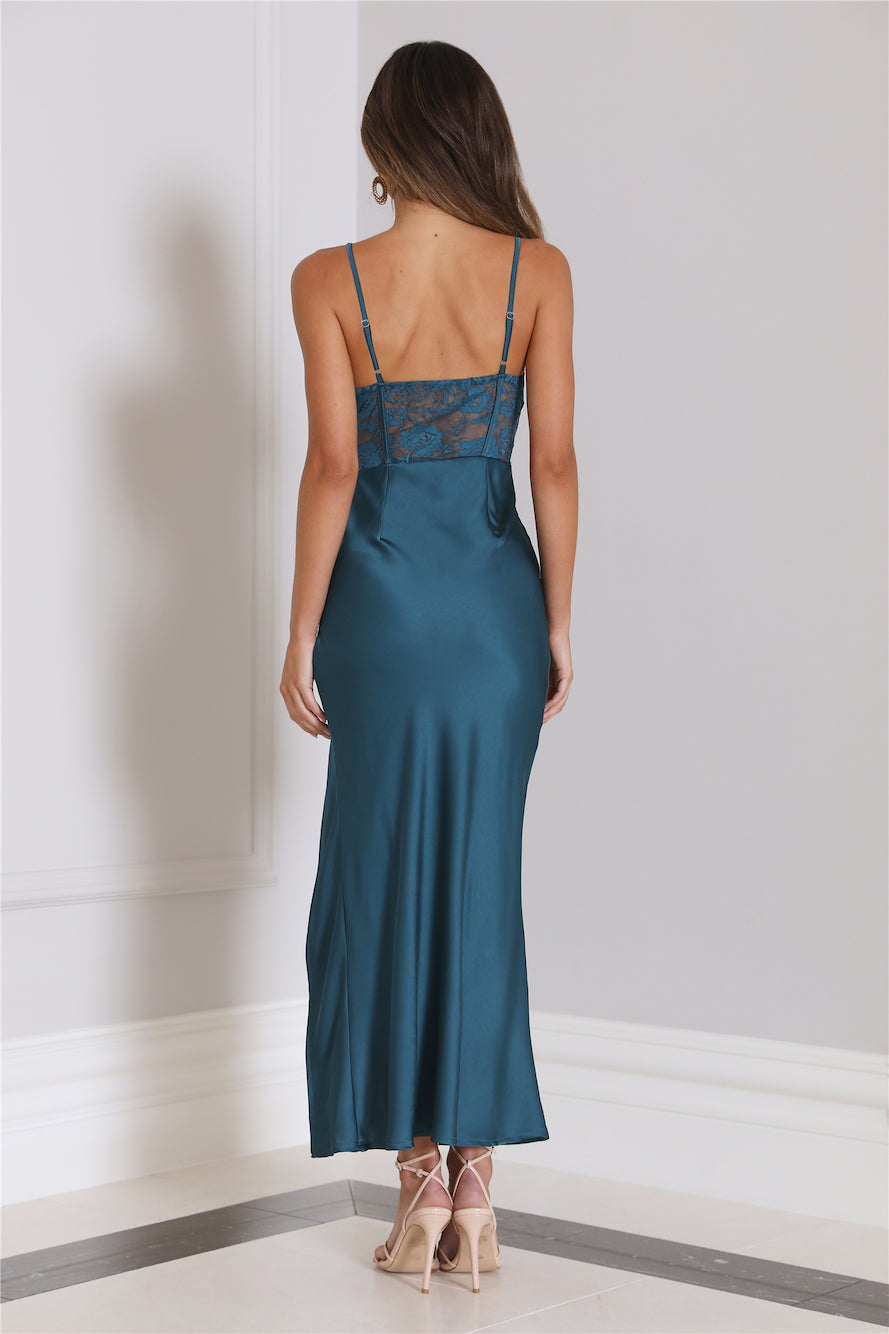 Dressing To Impress Satin Maxi Dress Teal
