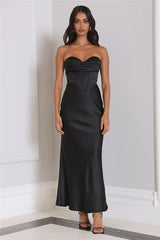 Loves Luxe Satin Maxi Dress Black