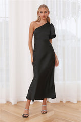 Classy Event Satin Maxi Dress Black