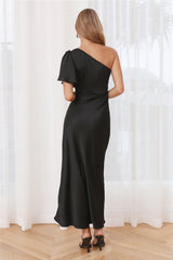 Classy Event Satin Maxi Dress Black