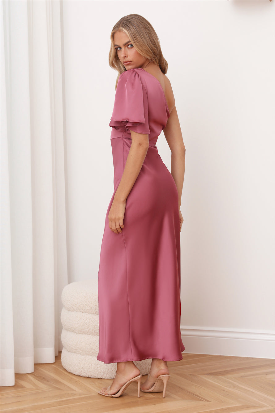 Classy Event Satin Maxi Dress Rose