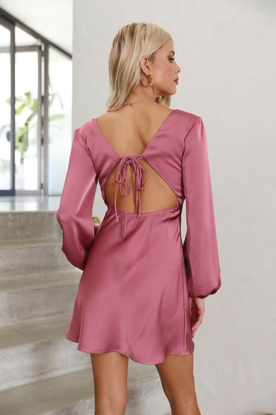 Dream Date Satin Mini Dress Rose