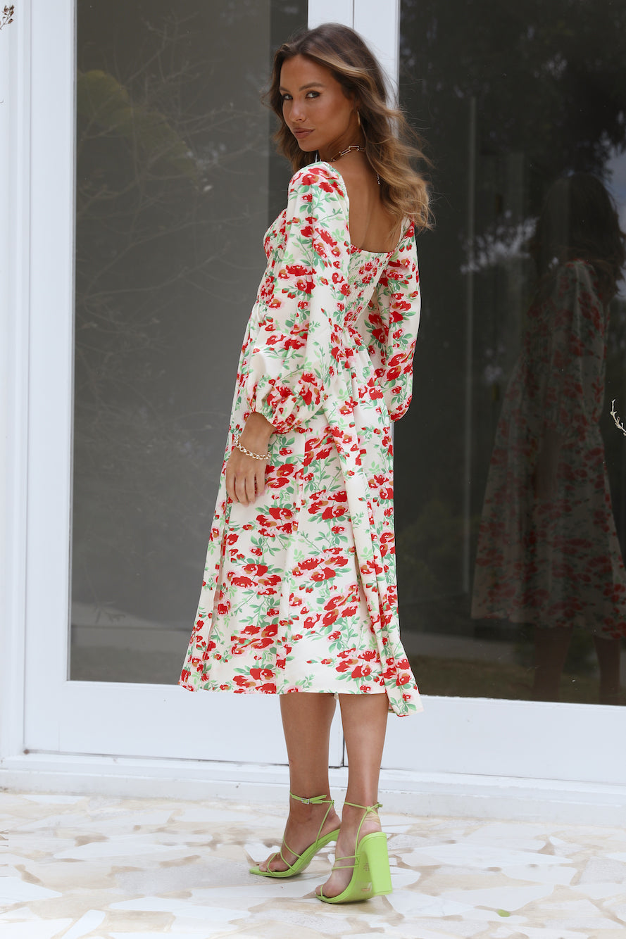 Gal Having Fun Midi Dress Cream