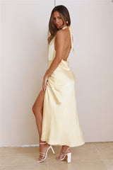 High Status Satin Maxi Dress Yellow