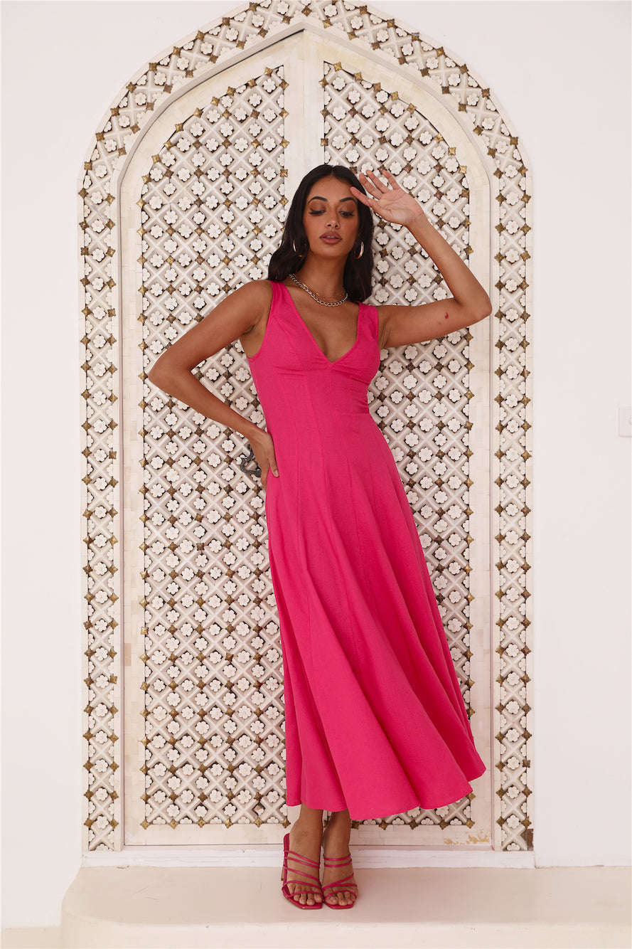 Dusk Soiree Midi Dress Pink