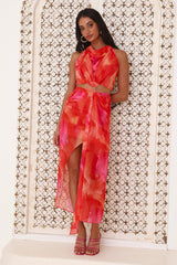 Golden Hour Drinks Midi Dress Orange