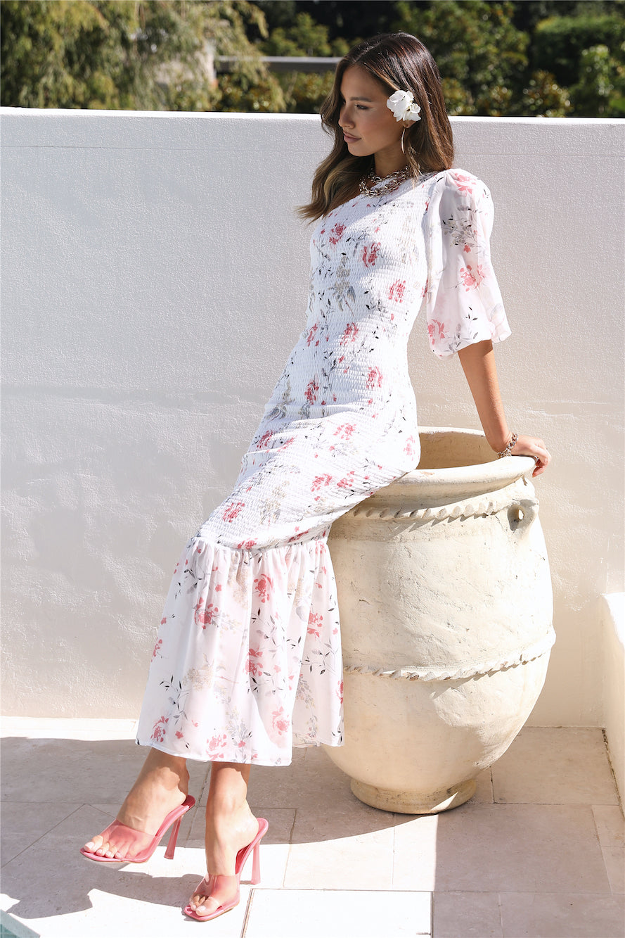 Best Fit Maxi Dress White Red Floral