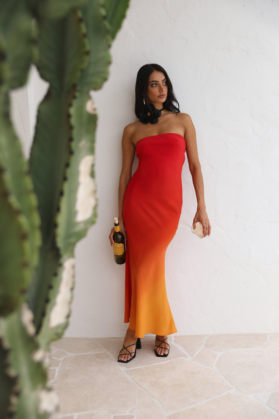 Lover Of Sunsets Midi Dress Red