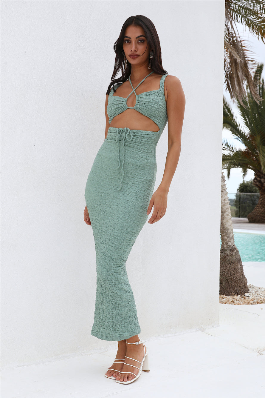 Found Gold Midi Dress Sage