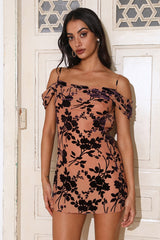 Earning Likes Mesh Mini Dress Brown