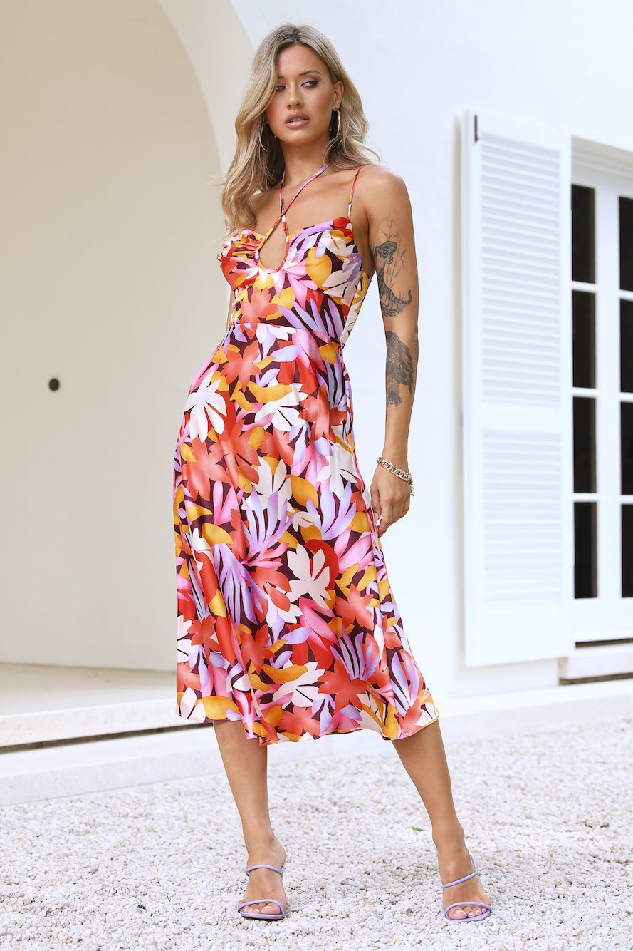 Gorg Sight Midi Dress Orange