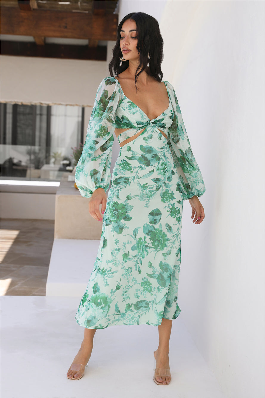 Dahlia Kisses Midi Dress Green