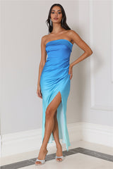 Flowy Glam Midi Dress Blue