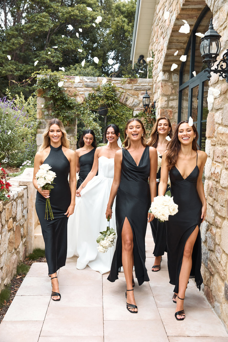 HELLO MOLLY The Loretta Cowl Satin Maxi Dress Black