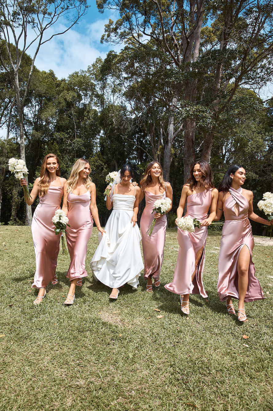 HELLO MOLLY The Samara Satin Maxi Dress Dusty Pink