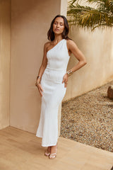 Dazzling Decadence One Shoulder Midi Dress White